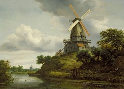 Molino de viento junto a un río de Jacob van Ruisdael